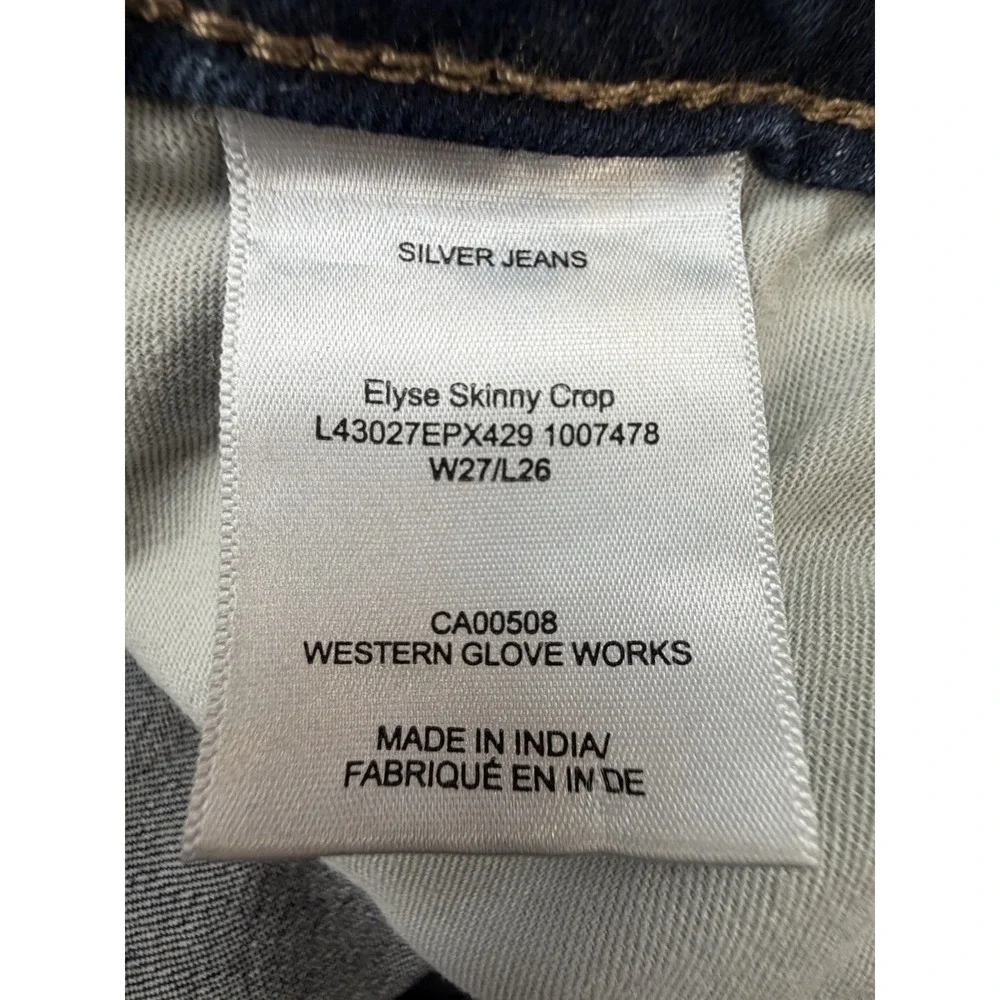 Silver Jeans Co Elyse Skinny Crop Medium Wash Jeans W27 L26 Fits 29x26
